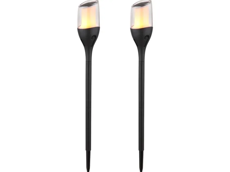 2er Set LED Solarfackeln mit Flammeneffekt, Höhe verlängerbar bis 64,5cm