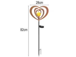 2er Set LED Solar Gartenstecker mit drehbaren Herzen in Rostoptik, Höhe 82cm
