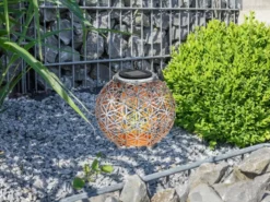 2er Set LED Solarlaternen Kugel mit Dekorstanzungen Silber Antik & Gold, Ø20cm