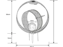 2er Set LED Solarleuchten Dekorstanzungen in Silber & Crackleglas, Höhe 42cm