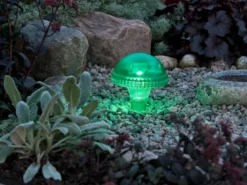 3-er Set LED Solarleuchten, Grün mit Erdspieß Höhe 27,5 cm