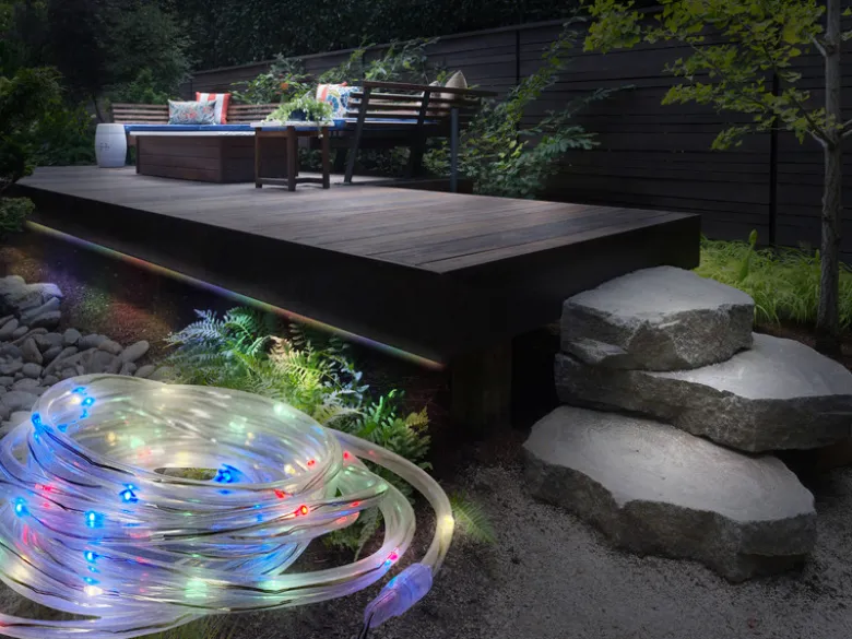 2er Set LED Solar Lichtschlauch für Außen mit RGB Beleuchtung, Länge 4,9 Meter