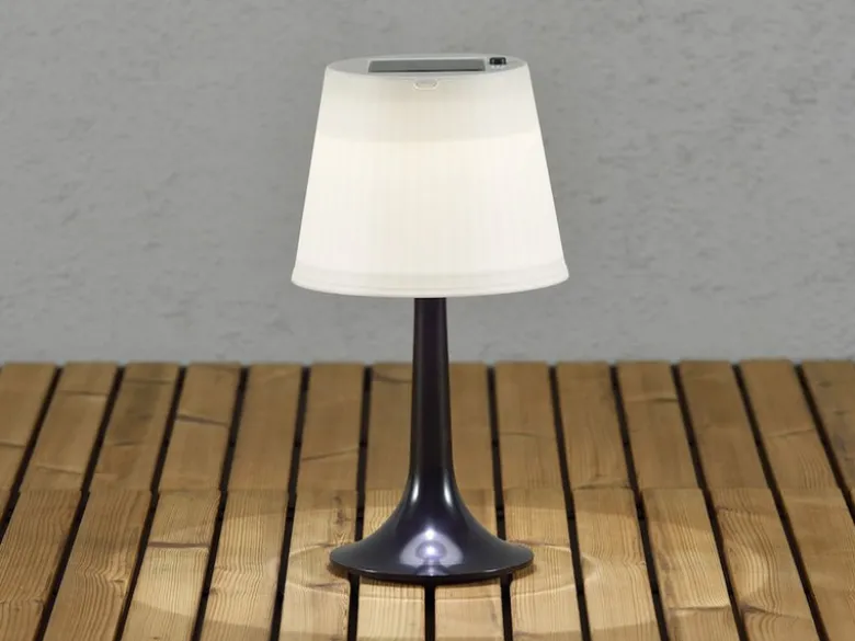 2er Set LED Solar Outdoor Tischleuchten Schwarz, Höhe 36cm