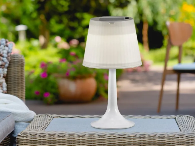 2er Set LED Solar Outdoor Tischleuchten Weiß, Höhe 36cm
