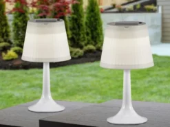 2er Set LED Solar Outdoor Tischleuchten Weiß, Höhe 36cm