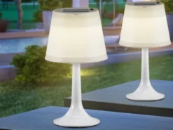 2er Set LED Solar Outdoor Tischleuchten Weiß, Höhe 36cm