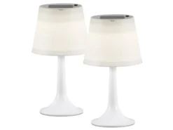 2er Set LED Solar Outdoor Tischleuchten Weiß, Höhe 36cm