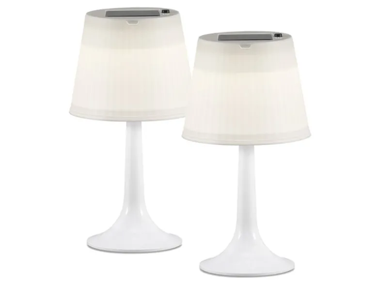 2er Set LED Solar Outdoor Tischleuchten Weiß, Höhe 36cm