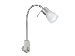 2er Set LED Steckerspots mit Schalter und Flexarm, Silber Höhe 40cm