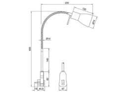 2er Set LED Steckerspots mit Schalter und Flexarm, Silber Höhe 40cm