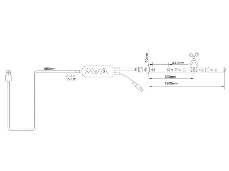 2er Set LED Streifen mit Fernbedienung, RGB & Sound Control - 120cm