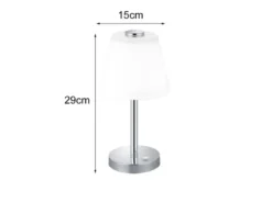 2er SET LED Tischlampen Chrom glänzend mit Glaslampenschirm Weiß, Höhe 29cm