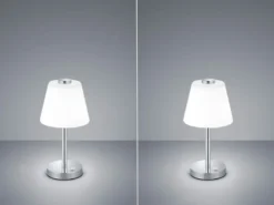 2er SET LED Tischlampen Chrom glänzend mit Glaslampenschirm Weiß, Höhe 29cm