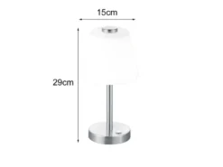 2er SET LED Tischlampen Silber matt mit Glaslampenschirm Weiß, Höhe 29cm