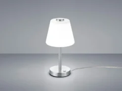 2er SET LED Tischlampen Silber matt mit Glaslampenschirm Weiß, Höhe 29cm
