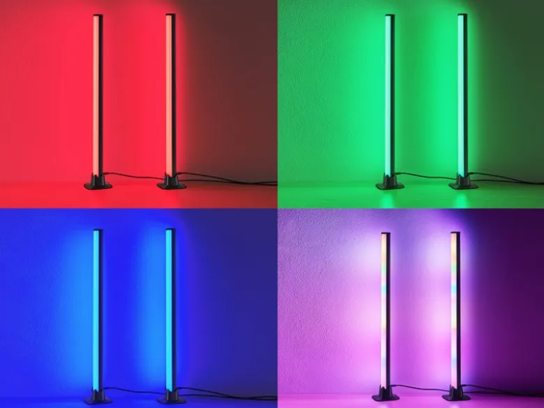 2er Set LED Tischleuchten BOY mit Fernbedienung, RGB & Sound Control - H 55cm