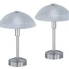 2er Set LED Tischleuchten dimmbar, Silber mit Glasschirm, Höhe 30cm