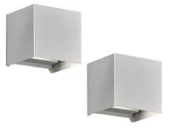 2er SET LED Updown Wandlampen Silber für Innen & Außen - 10cm breit