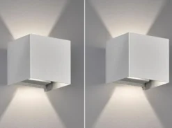 2er SET LED Updown Wandlampen Silber für Innen & Außen - 10cm breit