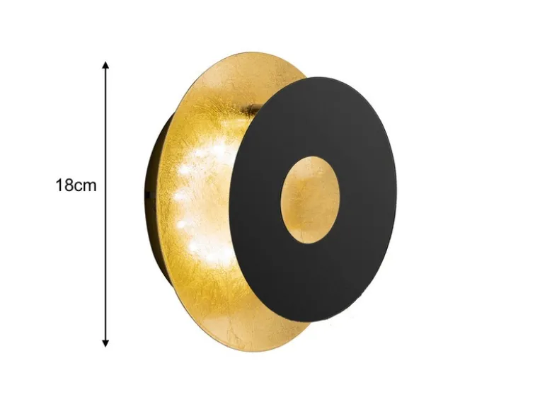 2er SET LED Wandlampen Schwarz Gold oval, Ring verstellbar, Höhe 18cm