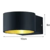 2er SET LED Wandlampen Schwarz / Gold mit Up and Down Licht, Ø 10,5cm