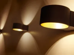 2er SET LED Wandlampen Schwarz / Gold mit Up and Down Licht, Ø 10,5cm