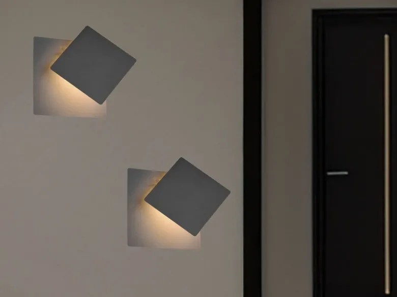 2er SET LED Wandlampen Schwarz verstellbar für indirekte Beleuchtung, Höhe 18cm