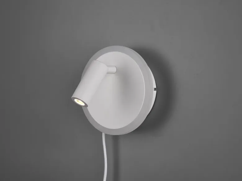 2er SET LED Wandlampen Weiß mit Leselampe & Stecker, Ø 15cm