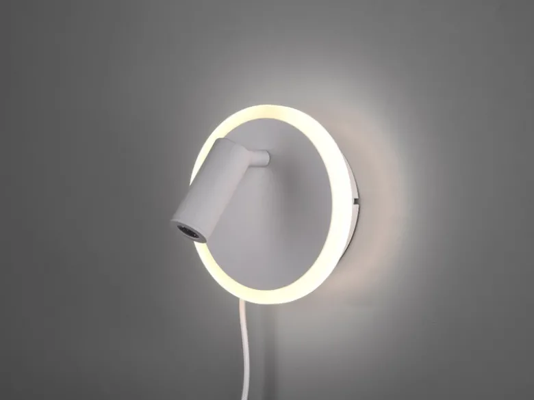 2er SET LED Wandlampen Weiß mit Leselampe & Stecker, Ø 15cm