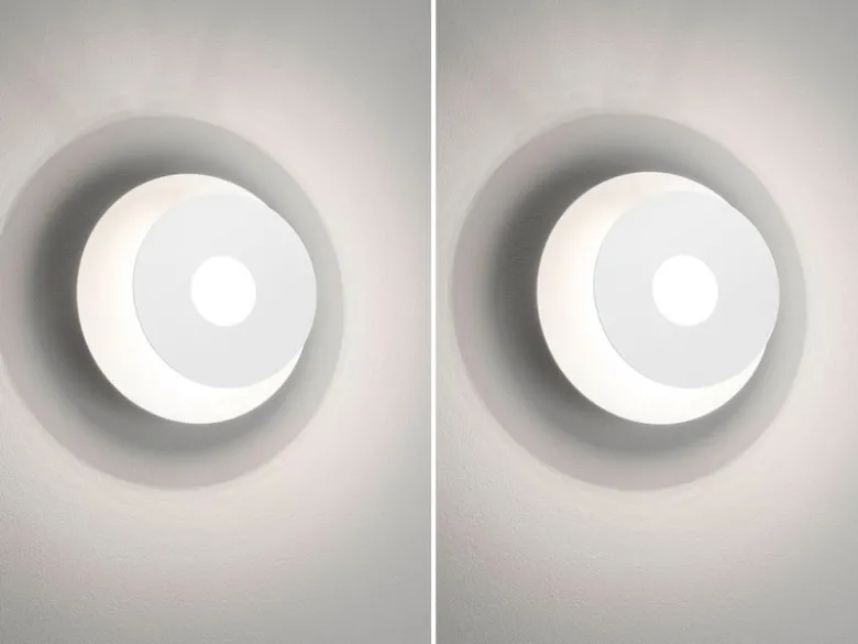 2er SET LED Wandlampen Weiß rund mit verstellbarem Ring, Ø 18cm