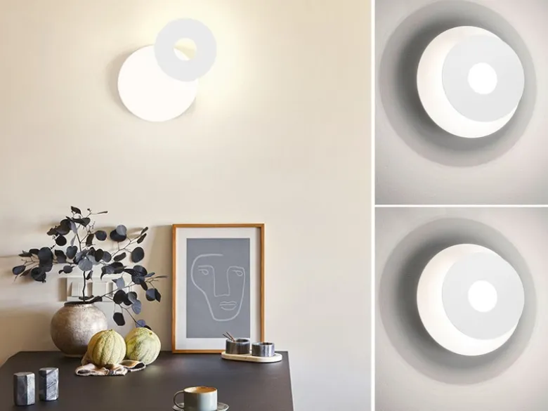 2er SET LED Wandlampen Weiß rund mit verstellbarem Ring, Ø 18cm