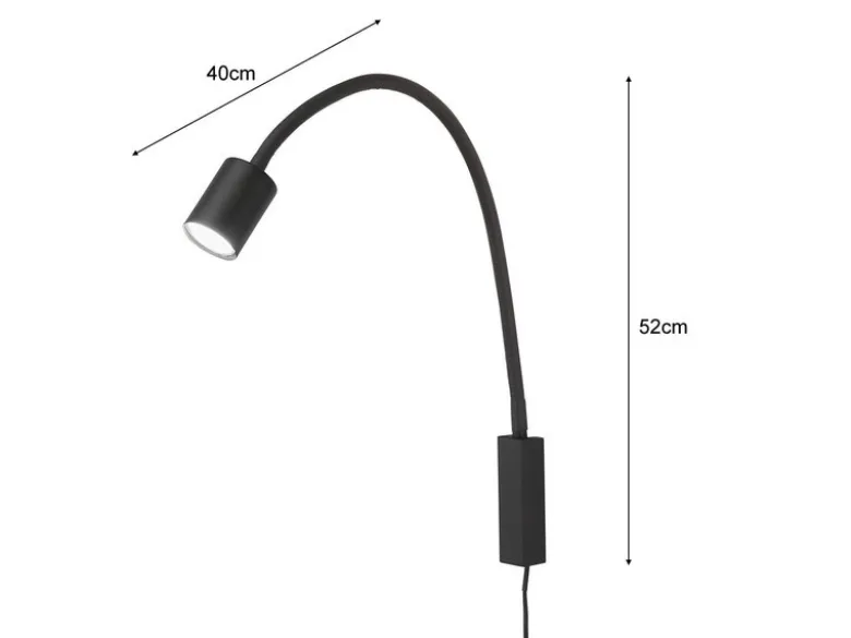 2er SET LED Wand Leselampen & Bettlampen mit Kabel und Stecker, Breite 6cm