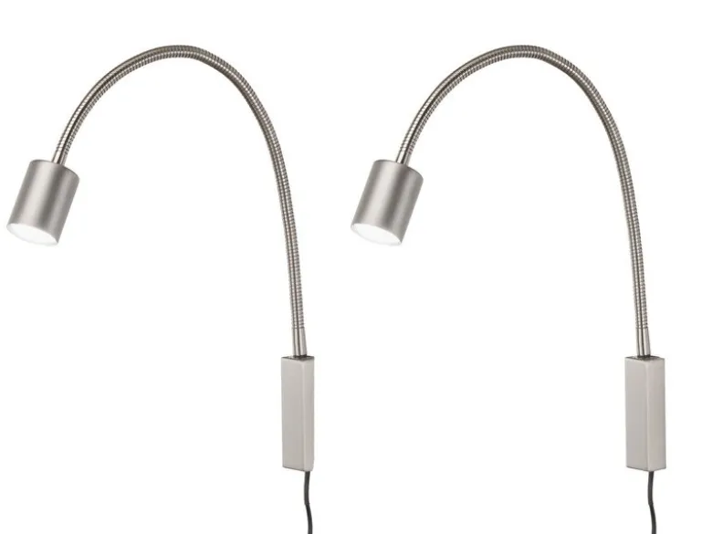 2er SET LED Wand Leselampen & Bettlampen mit Kabel und Stecker, Breite 6cm