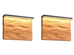 2er Set LED Wandleuchten aus Naturholz flach & dimmbar, Breite 20cm