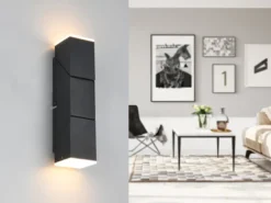 2er Set LED Wandleuchten für innen schwenkbar Schwarz, Höhe 17cm