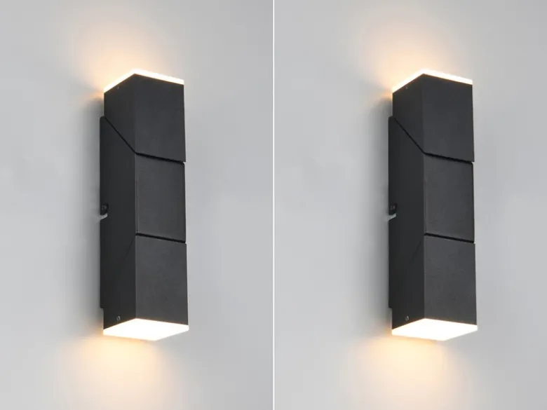 2er Set LED Wandleuchten für innen schwenkbar Schwarz, Höhe 17cm