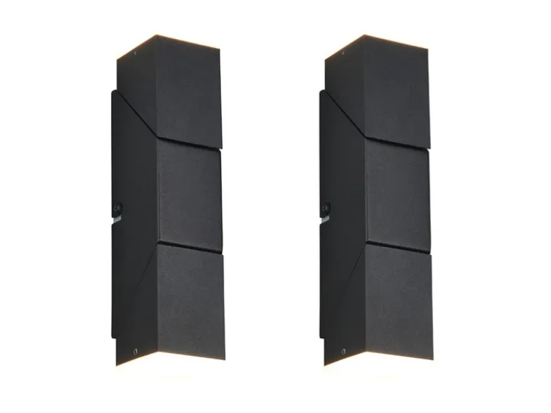 2er Set LED Wandleuchten für innen schwenkbar Schwarz, Höhe 17cm