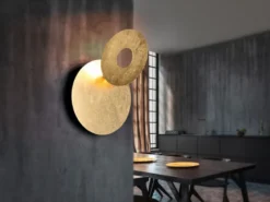 2-er Set LED Wandleuchten mit indirekter Beleuchtung Gold, Ø 18cm