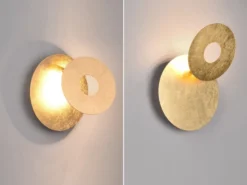 2-er Set LED Wandleuchten mit indirekter Beleuchtung Gold, Ø 18cm