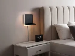 2er Set LED Wandleuchten Schwarz mit Stecker, Schalter & Ladefunktion, Höhe 20cm