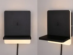 2er Set LED Wandleuchten Schwarz mit Stecker, Schalter & Ladefunktion, Höhe 20cm