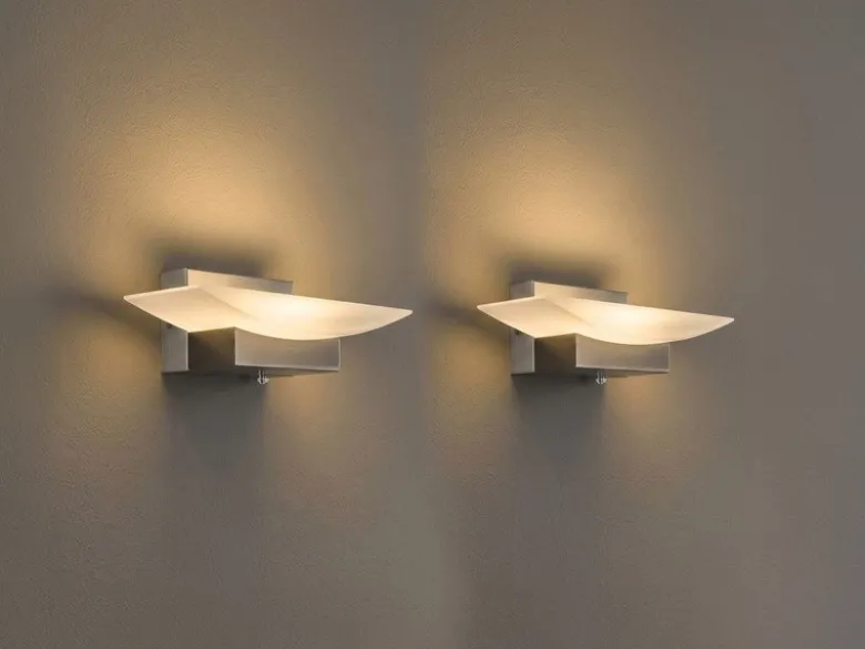 2er SET LED Wandleuchten Silber mit Schalter, dimmbar & CCT, Breite 20cm