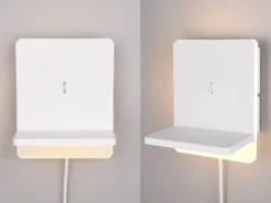 2er Set LED Wandleuchten Weiß mit Stecker, Schalter & Ladefunktion, Höhe 20cm