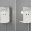 2er Set LED Wandspots Weiß mit Schalter, Stecker, USB Ladefunktion, Breite 16cm