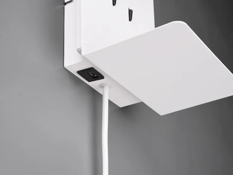 2er Set LED Wandspots Weiß mit Schalter, Stecker, USB Ladefunktion, Breite 16cm