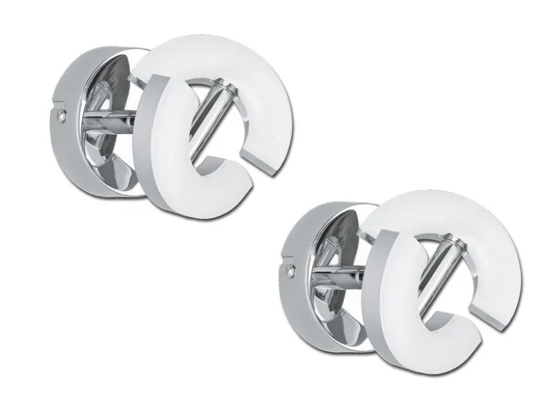 2er SET LED Wandstrahler Chrom, Spot drehbar, Breite 9cm