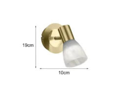 2er Set LED Wandstrahler Messing mit Glas Lampenschirm, Breite 10cm