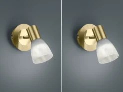 2er Set LED Wandstrahler Messing mit Glas Lampenschirm, Breite 10cm