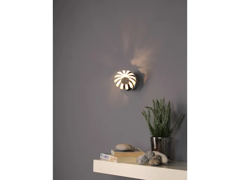 2er SET LED Wandstrahler, Metall in Blattsilber, Breite 10cm