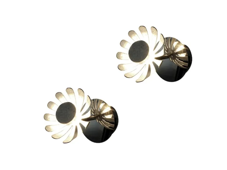 2er SET LED Wandstrahler, Metall in Blattsilber, Breite 10cm